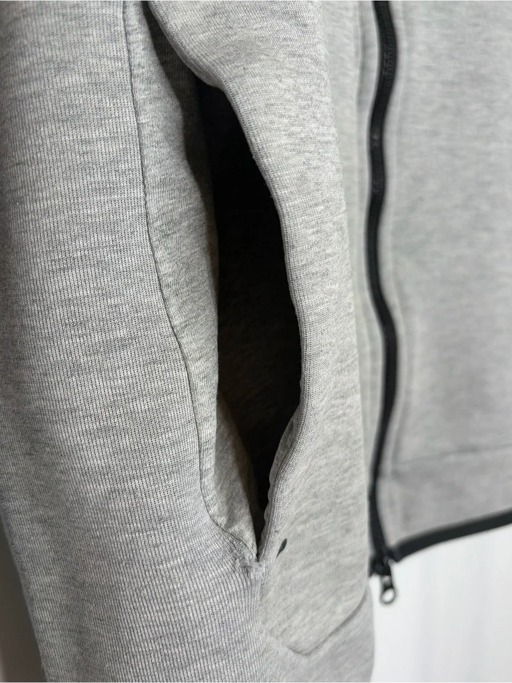 Nike Light Gray Tech Zip Hoodie with Black Accents